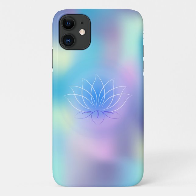 Coques Case-Mate iPhone Élégant Lotus Bleu Holographique (Dos)