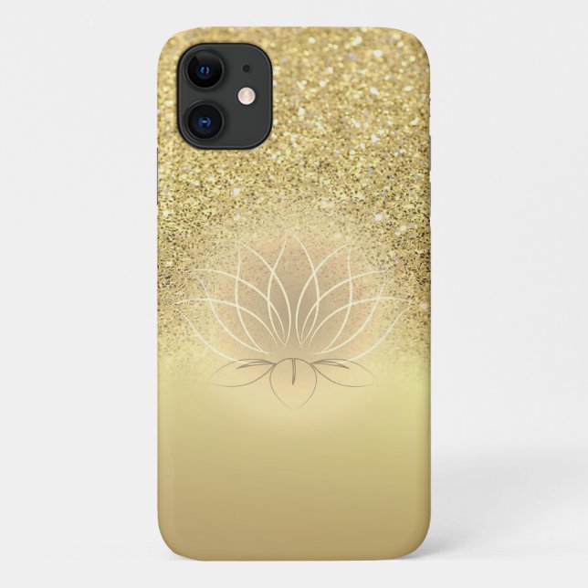 Coques Case-Mate iPhone Elegant Lotus Bokeh Pailleté Or (Dos)