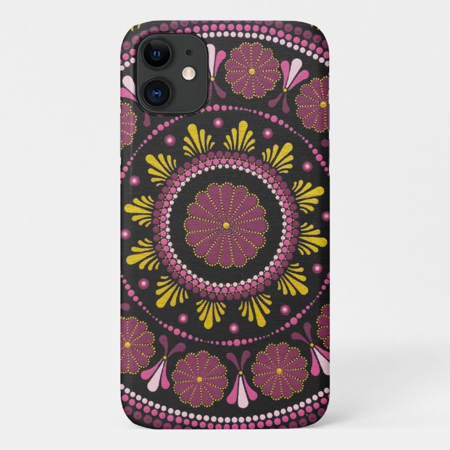 Coques Case-Mate iPhone Elégant Mandala d'or rose, Boho Zen Dot Art Flower (Dos)