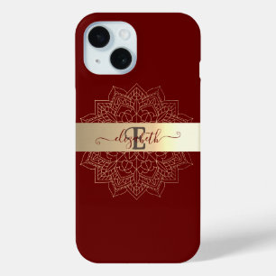 Coque Case-Mate iPhone Élégant Mandala Floral Rayure Or Moderne Rouge
