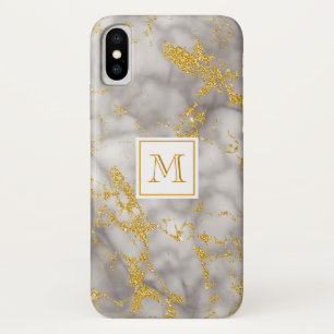 Case-Mate iPhone Case Élégant marbre gris Monogramme Parties scintillant