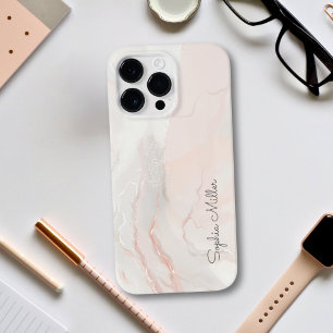 Coque Case-Mate iPhone Élégant Marbre Pearl Moderne Rose Bleu Avec Nom
