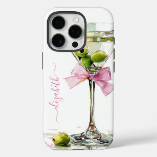 Coque iPhone 16 Pro Élégant Martini Monogrammé