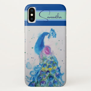 Case-Mate iPhone Case Elégant Merci d'aquarelle bleu Peacock