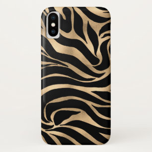 Case-Mate iPhone Case Elégant métal or Zèbre noir Poster de animal