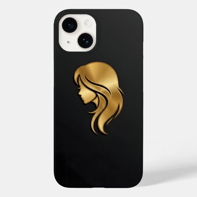 Coques Case-Mate iPhone Elegant Metallic Gold Silhouette Profile Girl iPho (Verso)