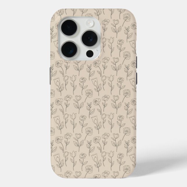 Coques Case-Mate iPhone Elegant Minimal Floral Line Pattern (Verso)
