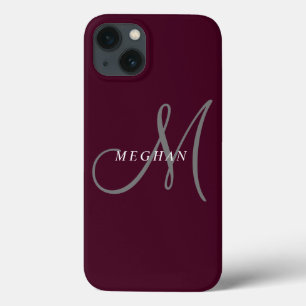 Case-Mate iPhone Case Élégant minimaliste en Bourgogne simple Monogramme
