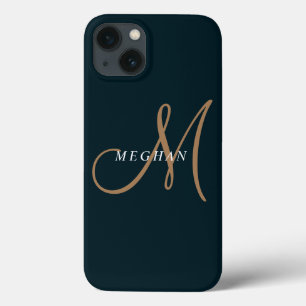 Case-Mate iPhone Case Élégant Minimaliste Uni Bleu Marine Monogrammé
