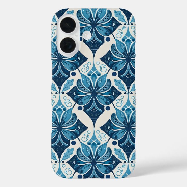 Coques Case-Mate iPhone Élégant modèle floral Boho en bleu (Verso)