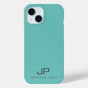 Coque Case-Mate iPhone Élégant Modèle Monogramme Turquoise bleu vert