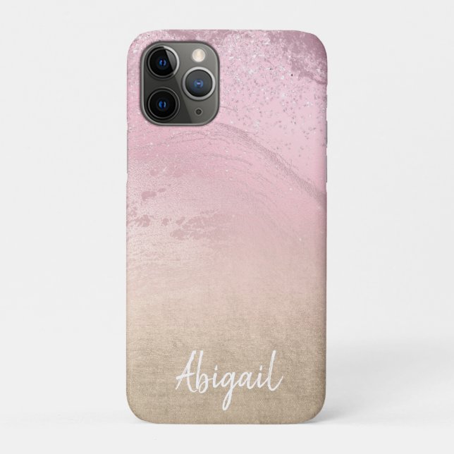 Coques Case-Mate iPhone Elégant moderne chic rose or parties scintillant m (Dos)