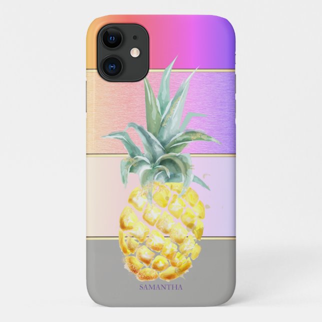 Coques Case-Mate iPhone Élégant Moderne Cool Ananas Rayé (Dos)