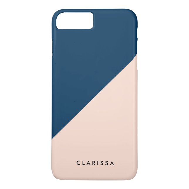 Coques Case-Mate iPhone élégant moderne pastel peach bleu marine bloc de c (Dos)