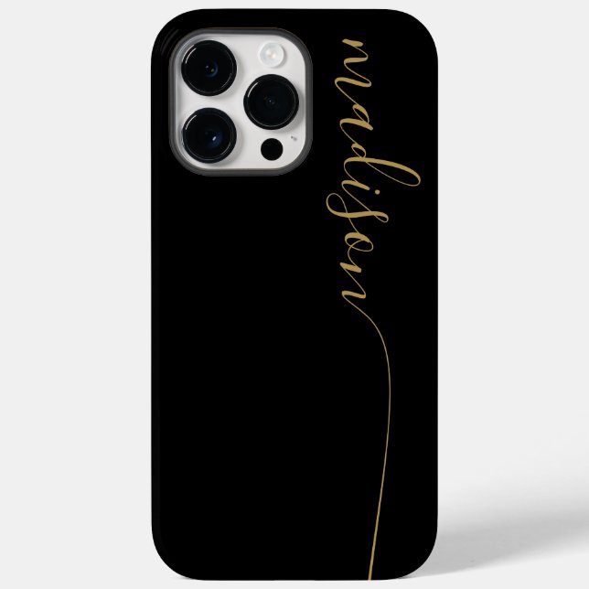 Coques Case-Mate iPhone Élégant Monogram Black Gold Script (Verso)