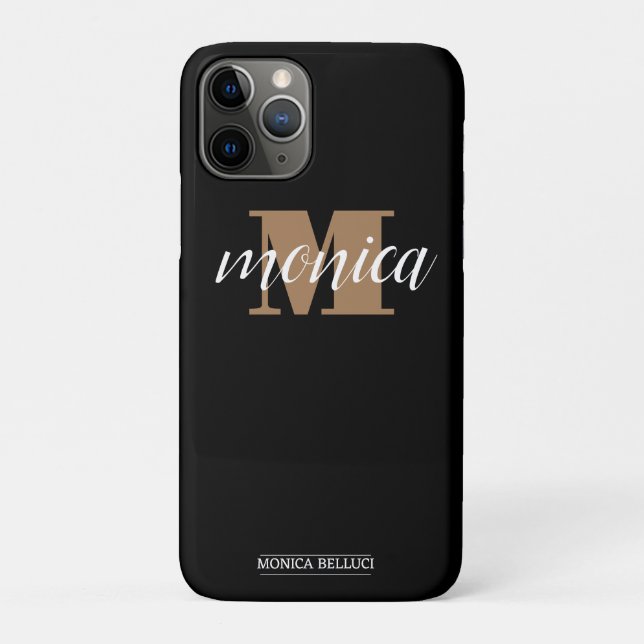 Coques Case-Mate iPhone Elegant Monogram Black Gold Script minimal (Dos)