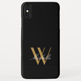 Case-Mate iPhone Case Élégant Monogram Black Gold Simple Nom Script