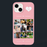 Coque Case-Mate iPhone Élégant monogramme 9 photo collage<br><div class="desc">Ajoutez neuf images famille,  enfants,  animaux domestiques ou meilleures amies et créez votre propre étui photo-collage avec votre nom monogramme initial dans un coeur blanc sur un arrière - plan rose clair.                  Facile à personnaliser avec vos images et votre lettre de carré personnalisées</div>