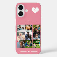 Élégant monogramme 9 photo collage rose