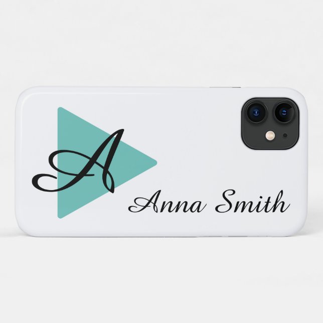 Coques Case-Mate iPhone Élégant Monogramme Abaisser Conception Turquoise (Dos (Horizontal))