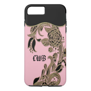 Coque iPhone 8 Plus/7 Plus Élégant Monogramme Chic Annoncé