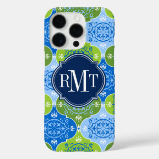 Coque iPhone 16 Pro Élégant monogramme Damas