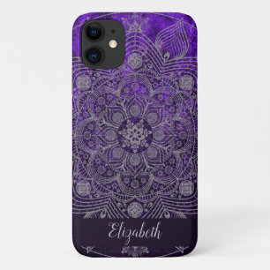 Case-Mate iPhone Case Élégant monogramme d'argent et de mandala violet f