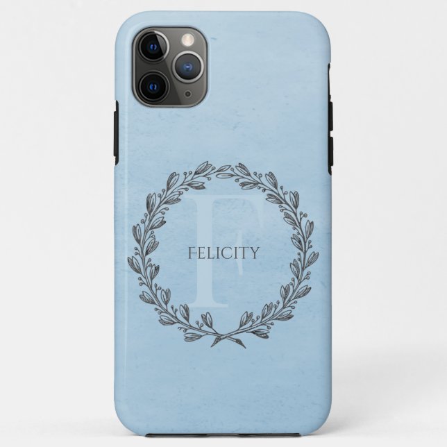 Coques Case-Mate iPhone Élégant monogramme de couronne | Bleu (Dos)