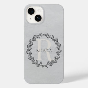 Coque Case-Mate iPhone Élégant monogramme de couronne Gris