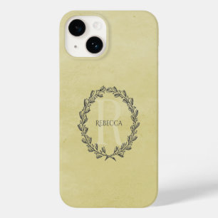 Coque Case-Mate iPhone Élégant monogramme de couronne jaune