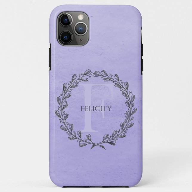 Coques Case-Mate iPhone Élégant monogramme de couronne | Violet (Dos)