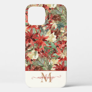 Case-Mate iPhone Case Élégant Monogramme de Noël Poinsettia