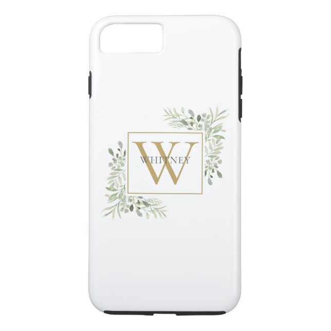 Coques Case-Mate iPhone Élégant Monogramme de Verdure Personnalisé  (Dos)