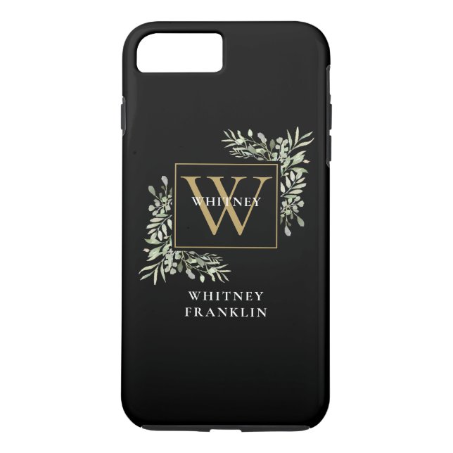 Coques Case-Mate iPhone Élégant Monogramme de Vert doré Personnalisé (Dos)