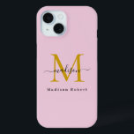 Coque Case-Mate iPhone Élégant Monogramme d'or noir Original Funny Script<br><div class="desc">Elégant Black Gold Monogram Initial Funny Script iPhone 15 Coque Coque-Mate à peine Il Apple iPhone 15 Coque : Ce coque personnalisé Coque-Mate ajusté en forme de plume assure une couverture complète à votre téléphone tout en gardant votre appareil ultra élégant et élégant. Conçu pour l'Apple iPhone 15 Profil mince...</div>