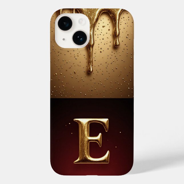 Coques Case-Mate iPhone 💎 Élégant Monogramme E Pailleté Luxe qui Dégoulin (Verso)