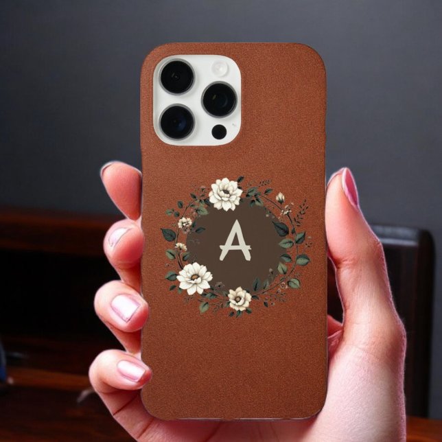 Coques Case-Mate iPhone Élégant monogramme en fleurs (Créateur téléchargé)