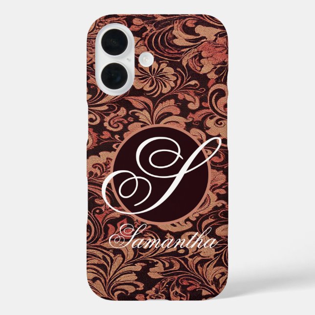 Coques Case-Mate iPhone Élégant Monogramme Floral (Verso)