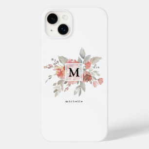 Coque Case-Mate iPhone Élégant Monogramme floral rose pâle