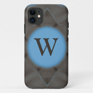 Coque Case-Mate iPhone Élégant monogramme gris bleu
