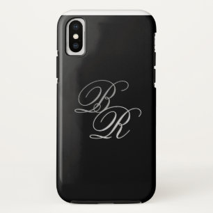 Coque Case-Mate iPhone Élégant Monogramme gris noir simple Initiales