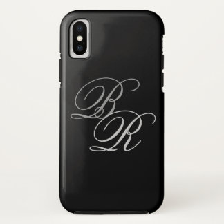 Coque Case-Mate iPhone Élégant Monogramme gris noir simple Initiales