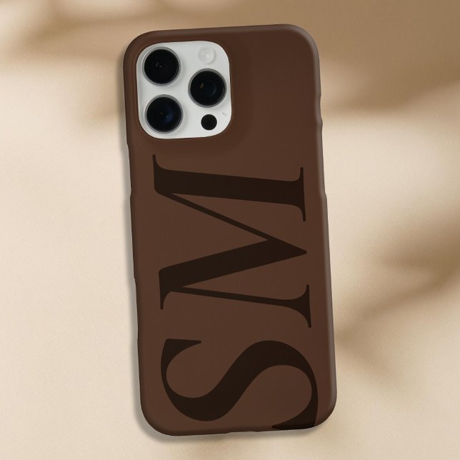 Coques Case-Mate iPhone Élégant Monogramme initial Brown Bold (Créateur téléchargé)