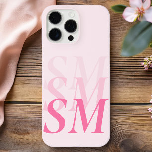 Coque iPhone 16 Pro Max Élégant Monogramme initial rose moderne