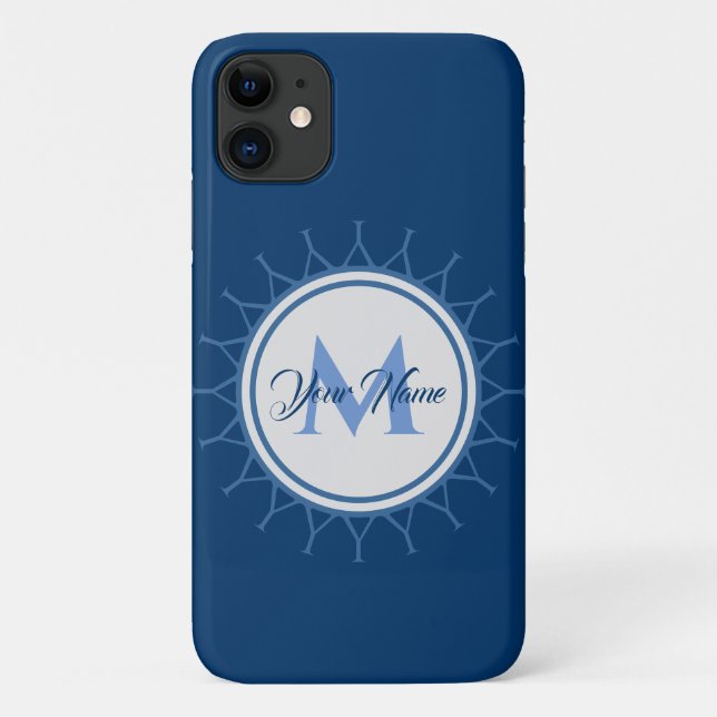 Coques Case-Mate iPhone Élégant monogramme marin intense! (Dos)