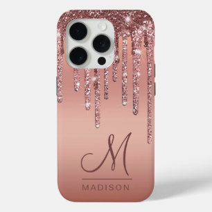 Coque Case-Mate iPhone Élégant Monogramme minimal Rose Parties scintillan