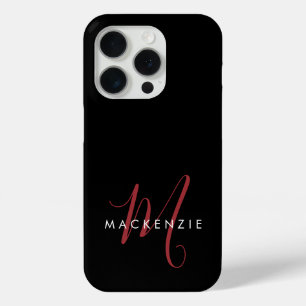 Coque Case-Mate iPhone Élégant Monogramme moderne noir rouge