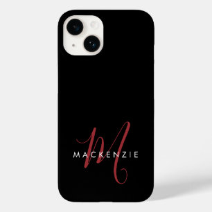 Coque Case-Mate iPhone Élégant Monogramme moderne noir rouge