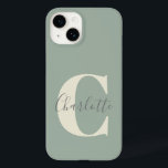 Coque Case-Mate iPhone Élégant Monogramme moderne Nom dans Sage Green<br><div class="desc">Monogramme personnalisé simple et nom dans Sage Green Coque-Mate iPhone 14 Coque</div>