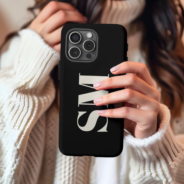 Coques Case-Mate iPhone Élégant Monogramme noir initial (Créateur téléchargé)